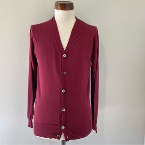 EDIFICE JAPAN men's 100% silk burgandy cardigan, JP Size 44= US size XS